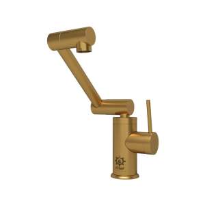 شیر روشویی چرخشی مدل لیام با پوشش طلایی مات